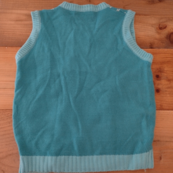 Teal Holiday Snowman Sleeveless Sweater Vest Size S - Picture 3 of 7